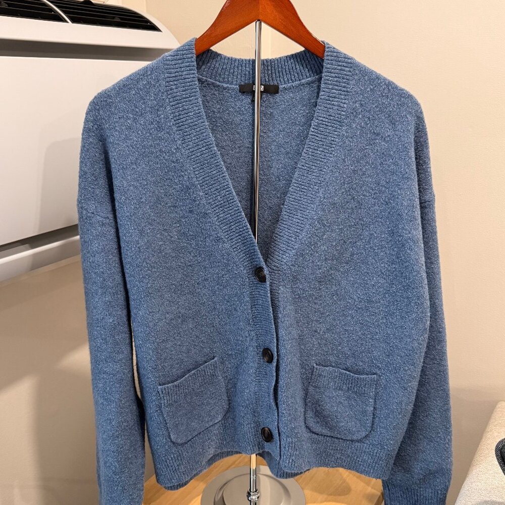 Souffle Yarn Short Cardigan | V-Neck by UNIQLO in 31 BLUE XL